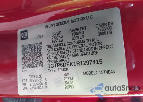 2024 GMC Canyon At4 из США, поврежденный, VIN 1GTP6DEK1R1297415